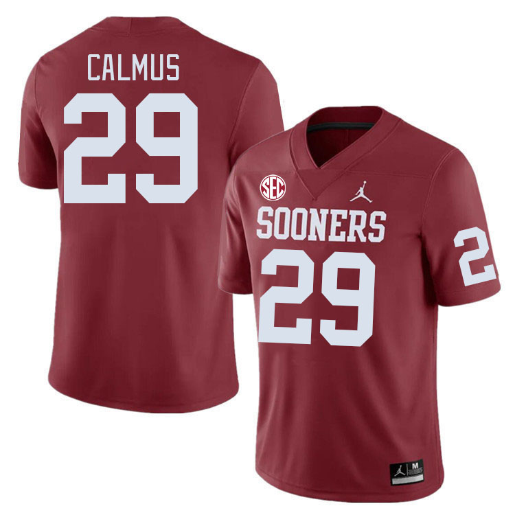 Men #29 Casen Calmus Oklahoma Sooners 2024 SEC Conference College Football Jerseys-Crimson